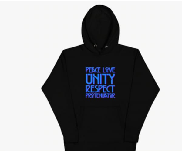 Protenuator hoodie with Peace Love Unity Respect printed